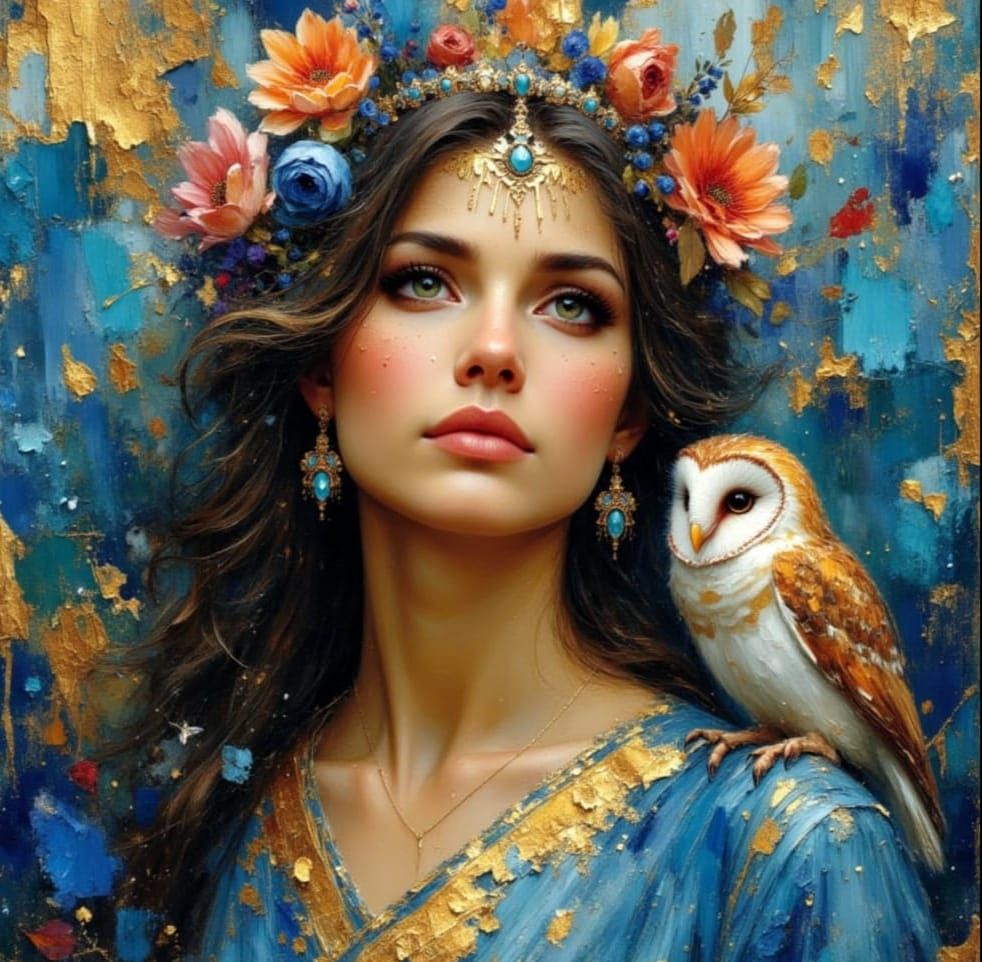 Athena in Dreamy Impasto Style: A Luminous Goddess