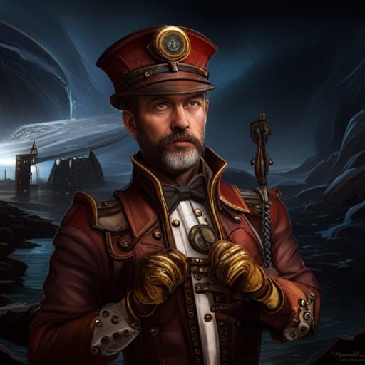 Detailed Steampunk Captain Concept Art