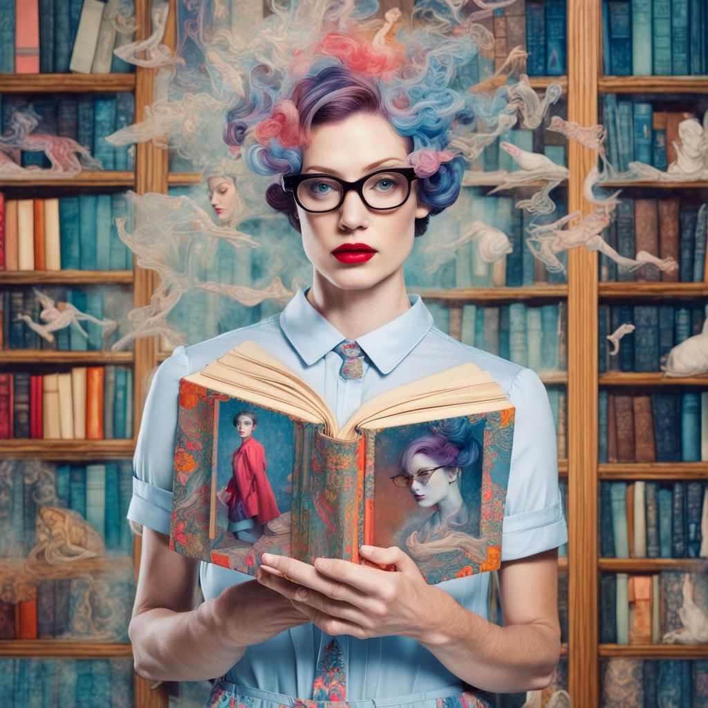 Whimsical Portrait of a Librarian's Imagination