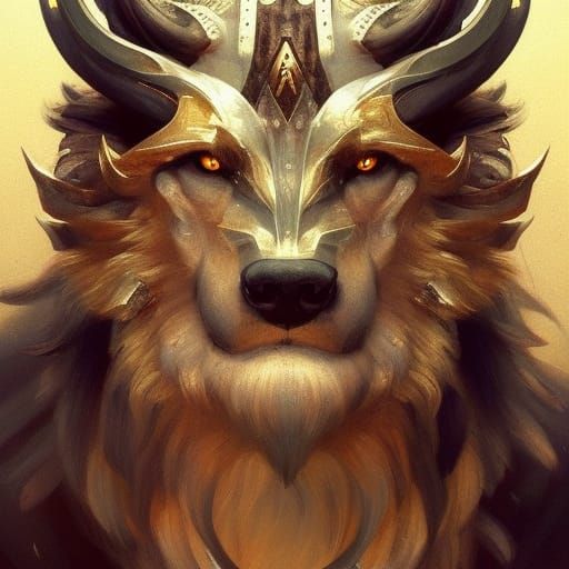 Fenrir, Norse Deity Portrait in Hyperdetailed Style