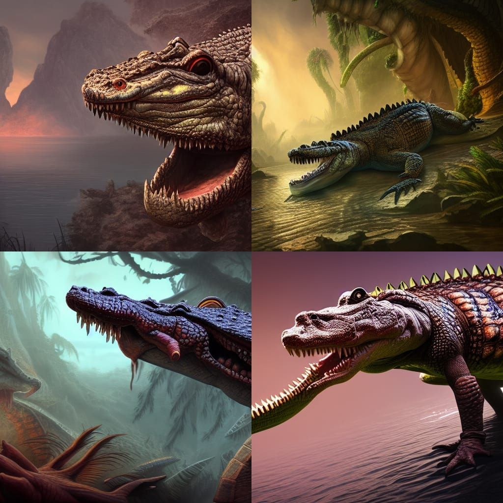 Detailed Crocodile Matte Painting in 8K