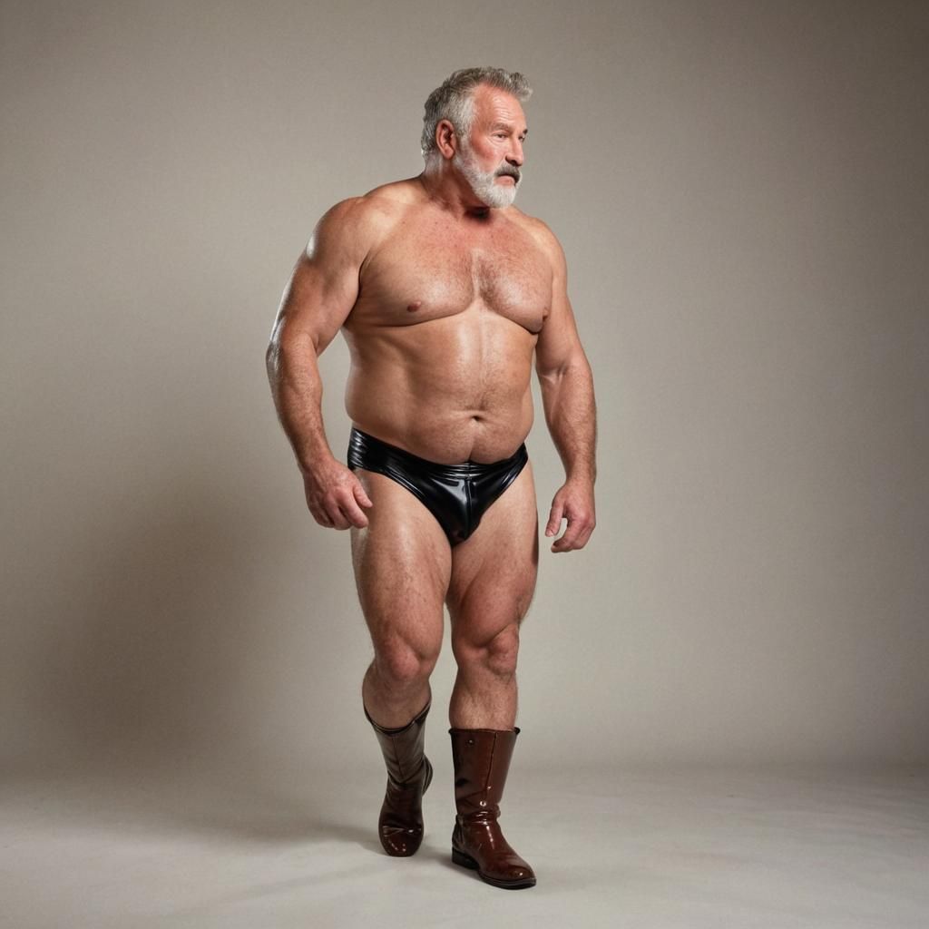 Dynamic Portrait of a Burly Wrestler in Studio Lighting
