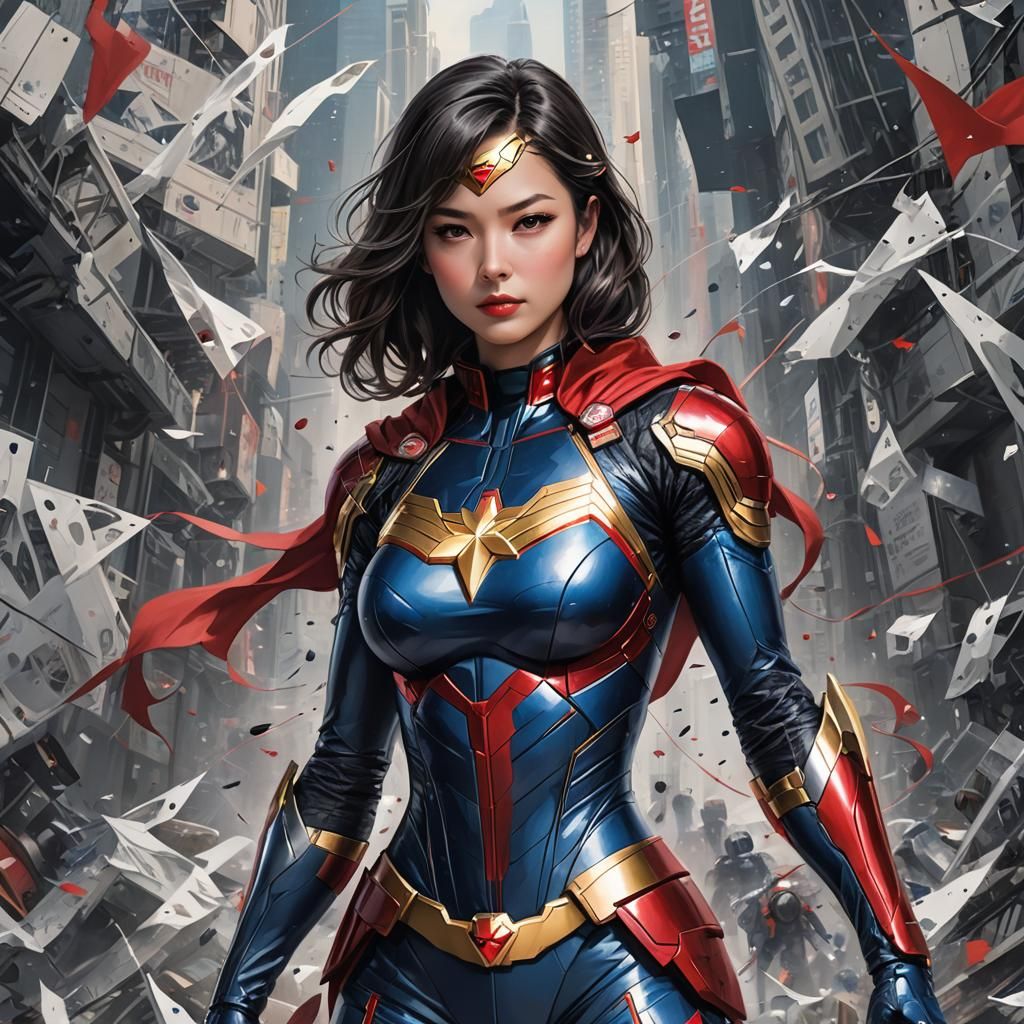 Artist AI as a Beautiful Superheroine