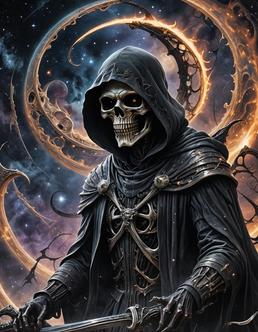 Cosmic Grim Reaper Wields Star Scythe