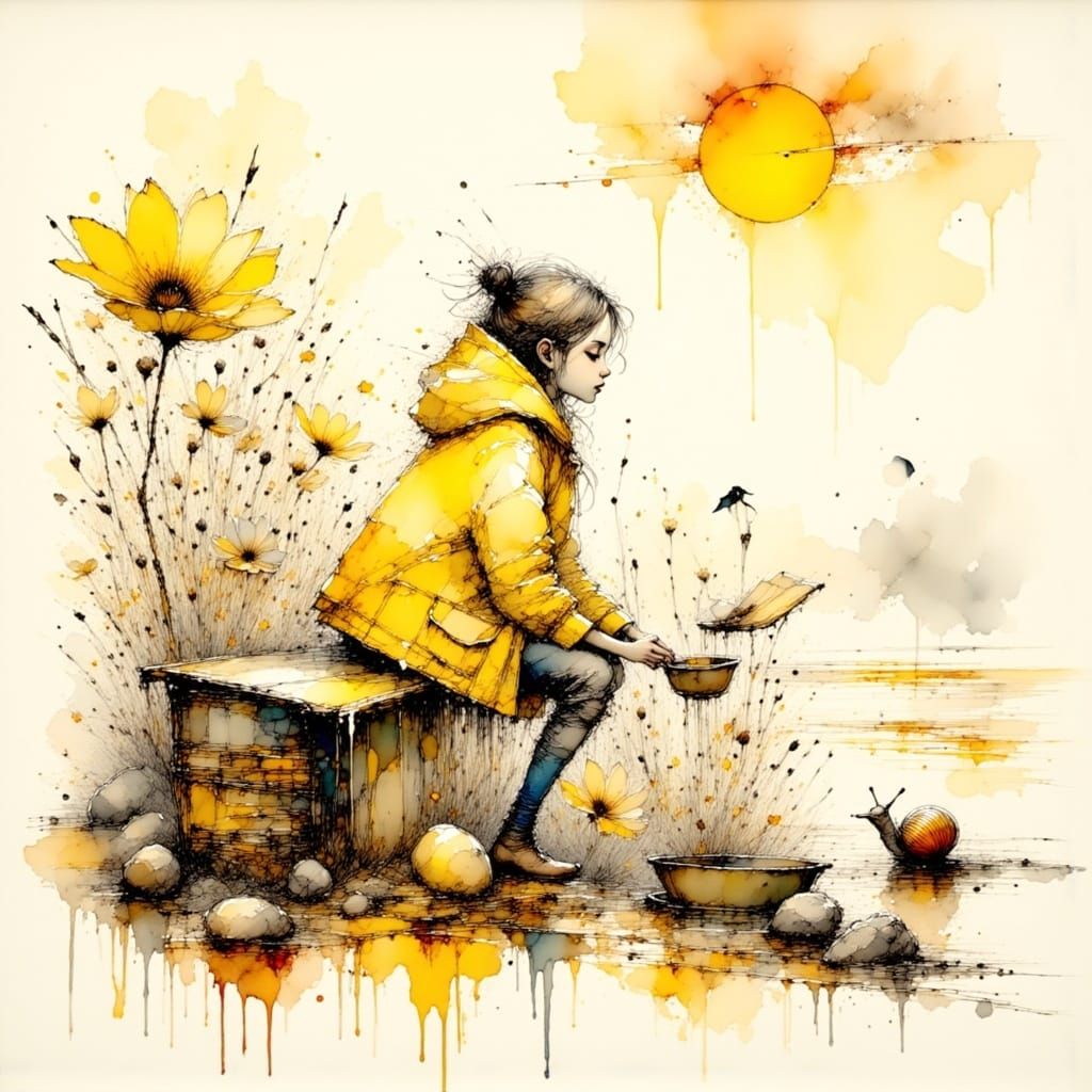 Snails in Yellow Jackets Check the Weather