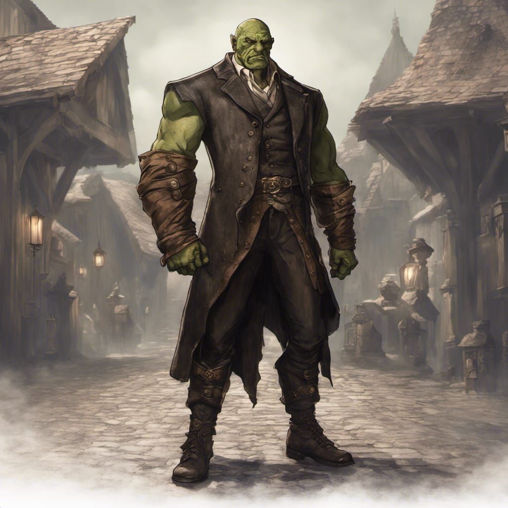 Half-Orc Bartender Ready for a Fight