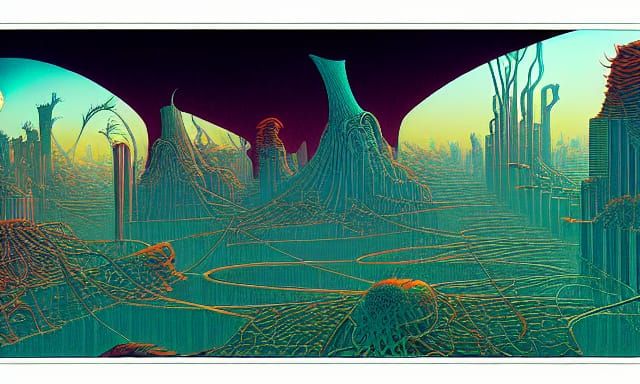 Surreal Virus Cityscape Painting