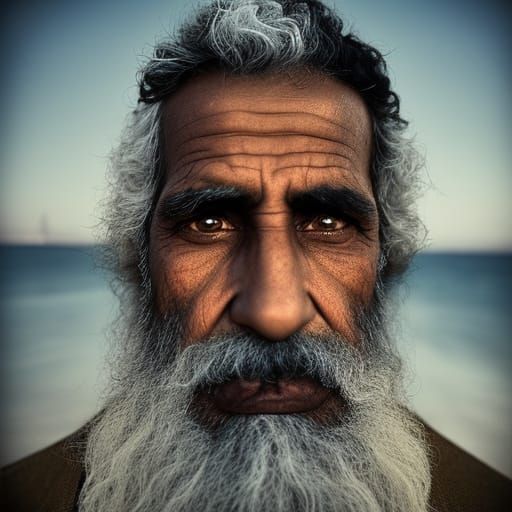 Persian Fisherman Portrait in Superhero Cartoon Style