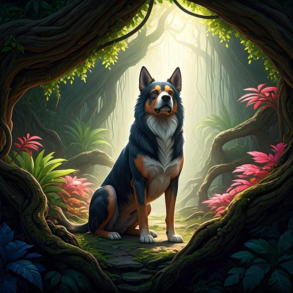Regal Canine in a Mystical Realm
