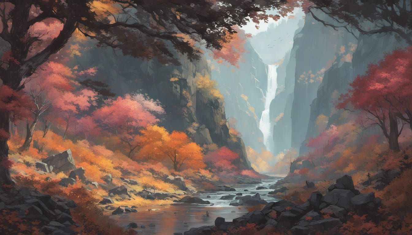 Autumn in Smoky Mountains: Hyperdetailed Fantasy Art