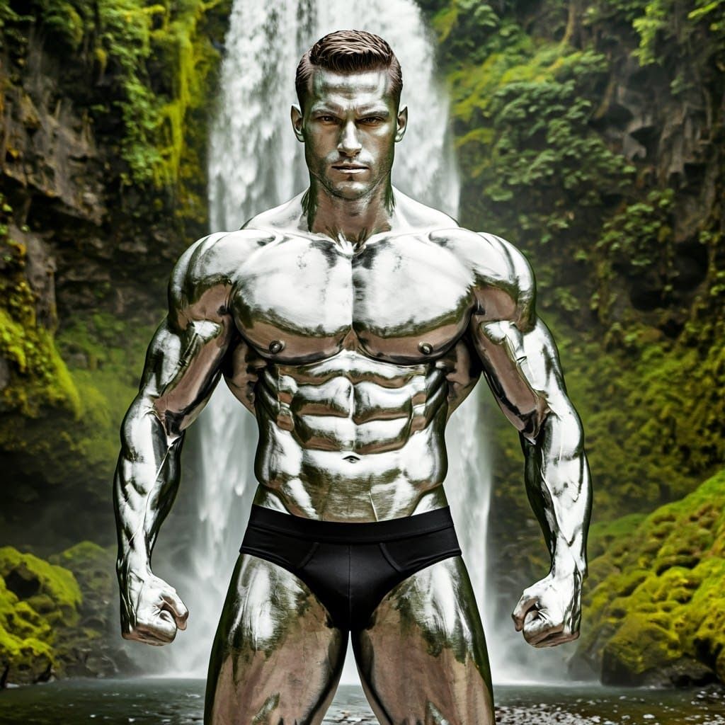 Chrome Man Reflects Nature's Beauty