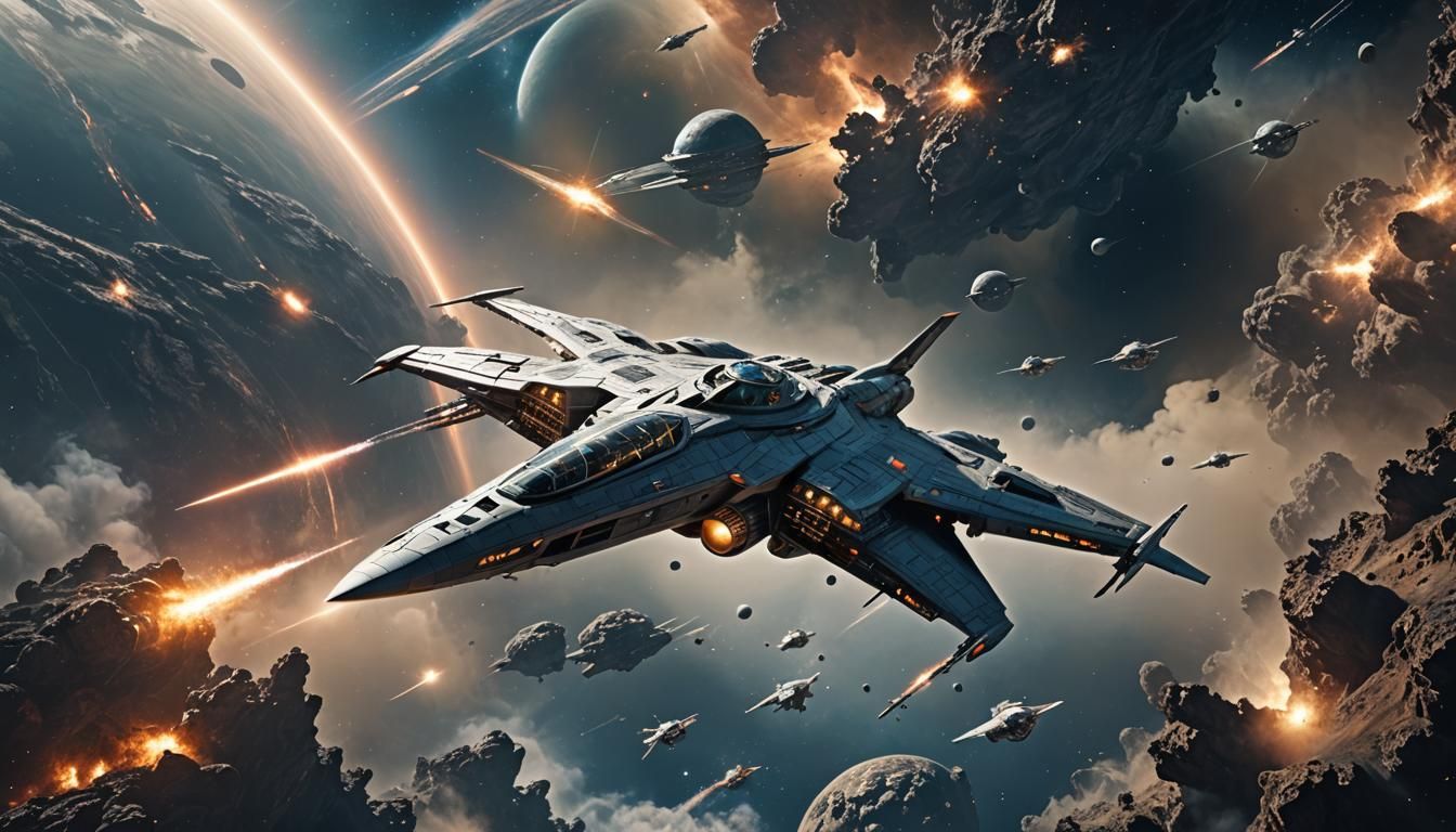 Epic Starship Flying in Deep Space