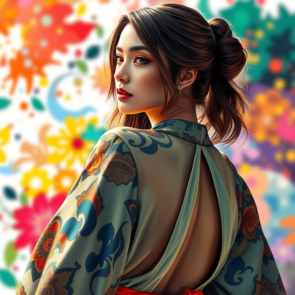 Woman in Lavish Gown: Hyperrealistic Splash Art