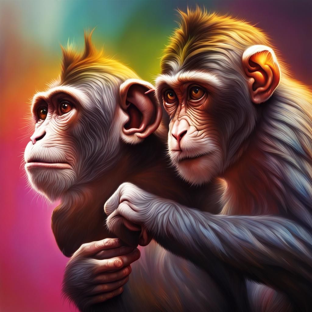 Hyperrealistic Monkeys in Splash Art Style
