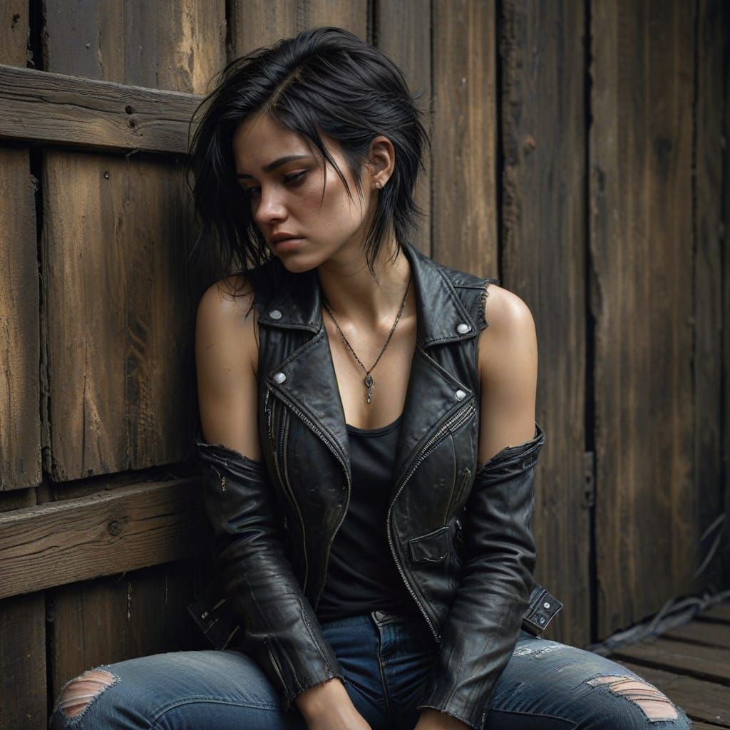 Rebellious Woman in Ultra-Realistic Oil Painting