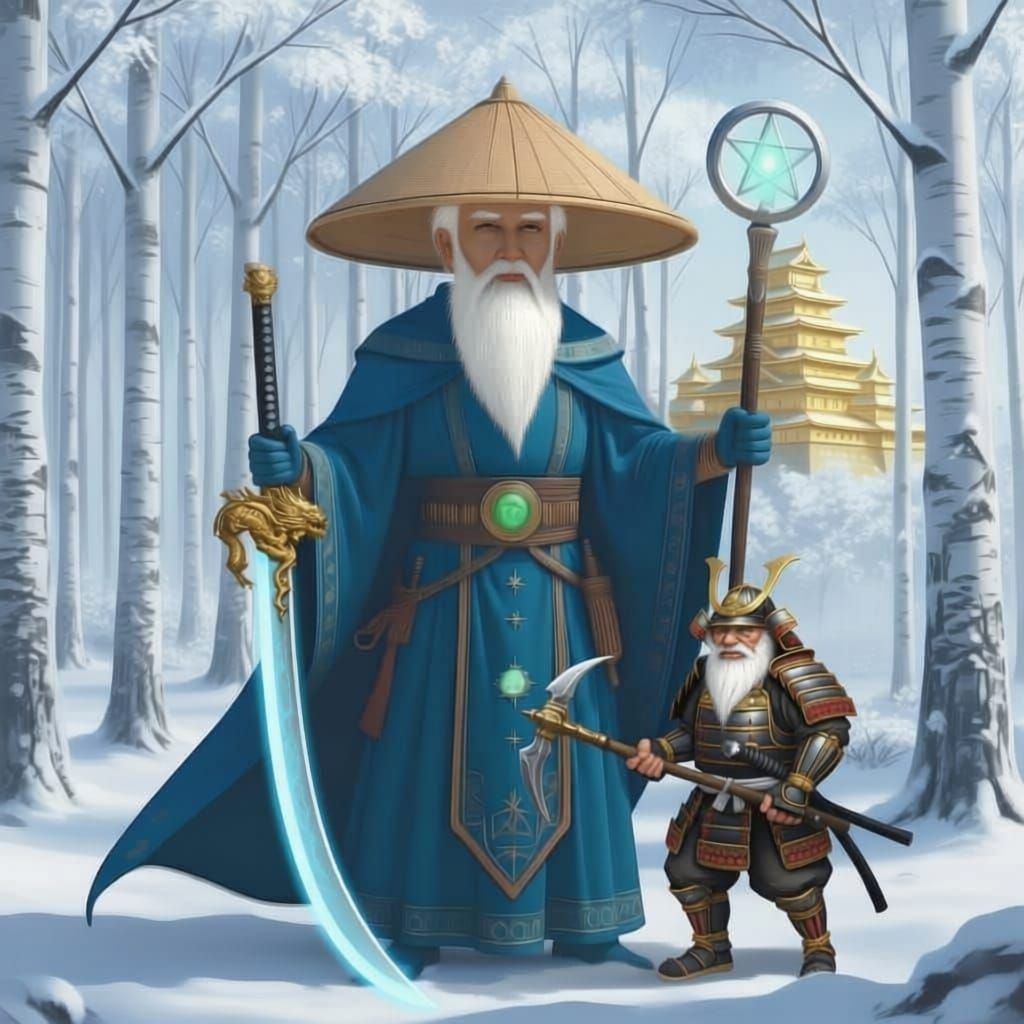 Dragon Hilt Sword & Dwarf Samurai in Armor