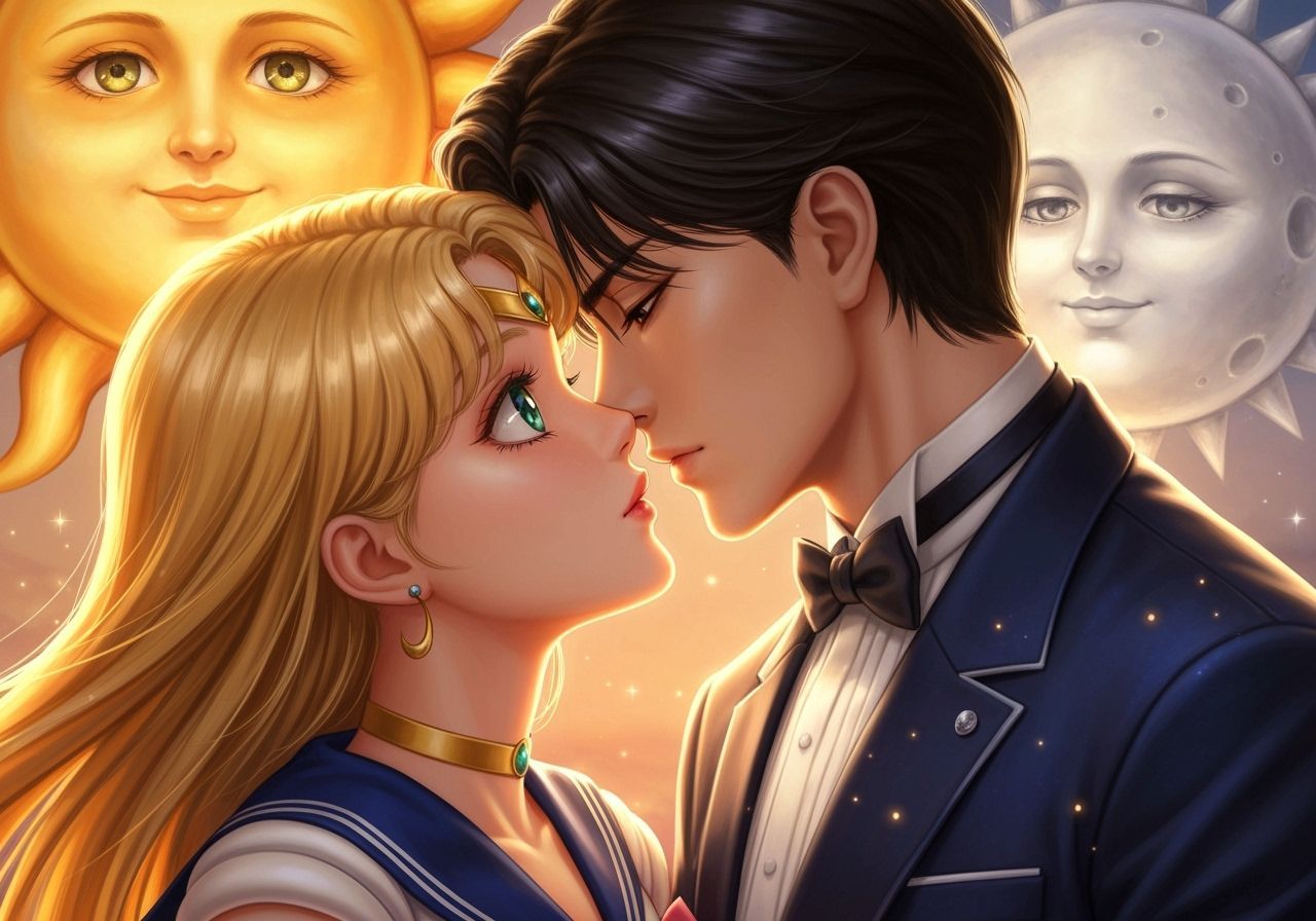 Sailor Moon & Tuxedo Mask Kiss in Renaissance Style