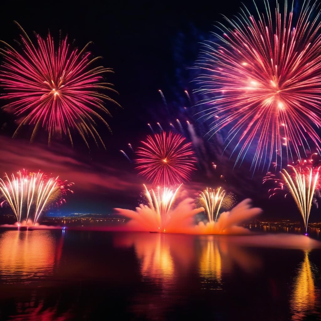 Stunning Fireworks Display in a Beautiful Composition