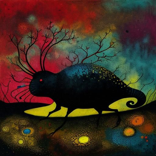 Surreal Snail in Abstract Expressionist Style