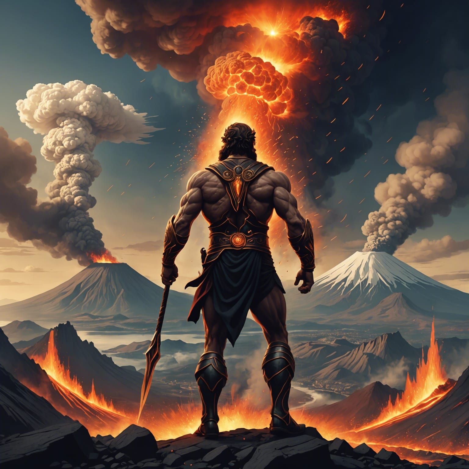Hephaestus Amidst Volcanic Eruption