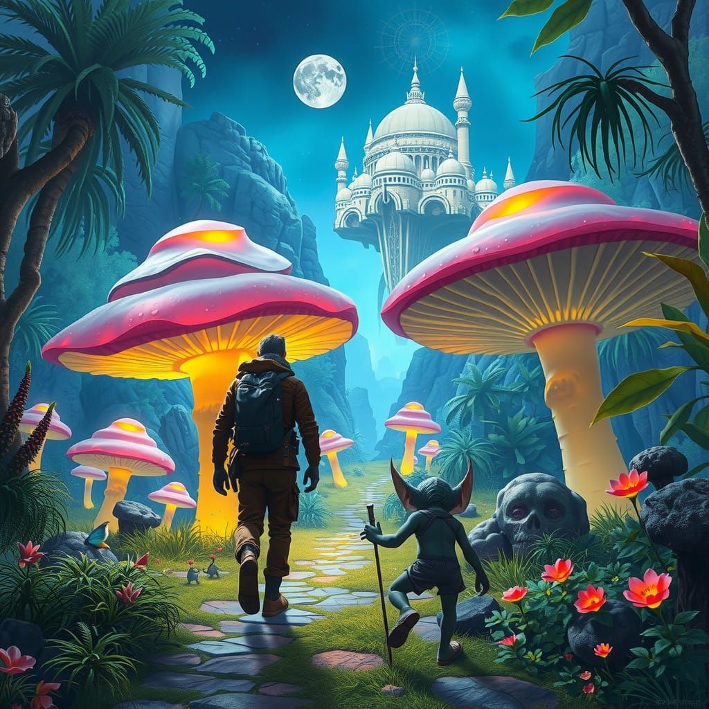 Fantasy Friends Explore Alien Jungle with Crystal Mushrooms
