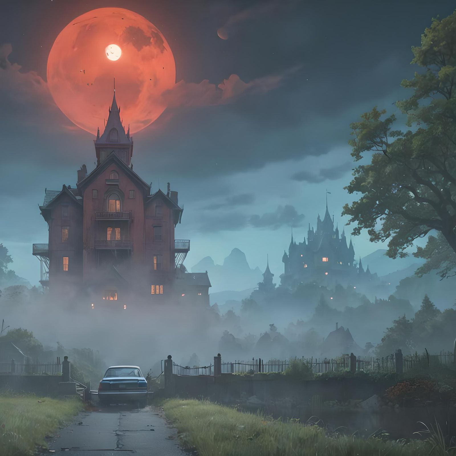 Carrie in Studio Ghibli Style Matte Painting