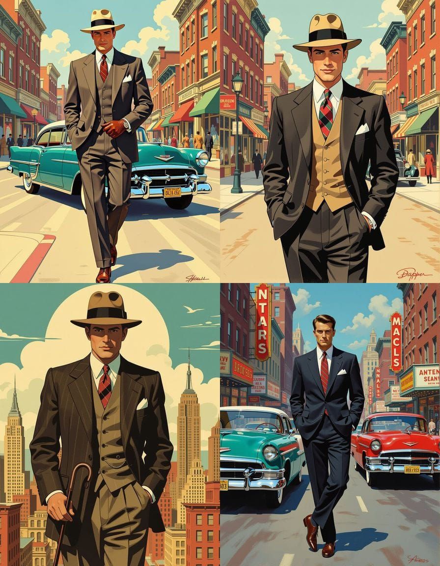 Vintage Poster of 1950s Men's Fashion