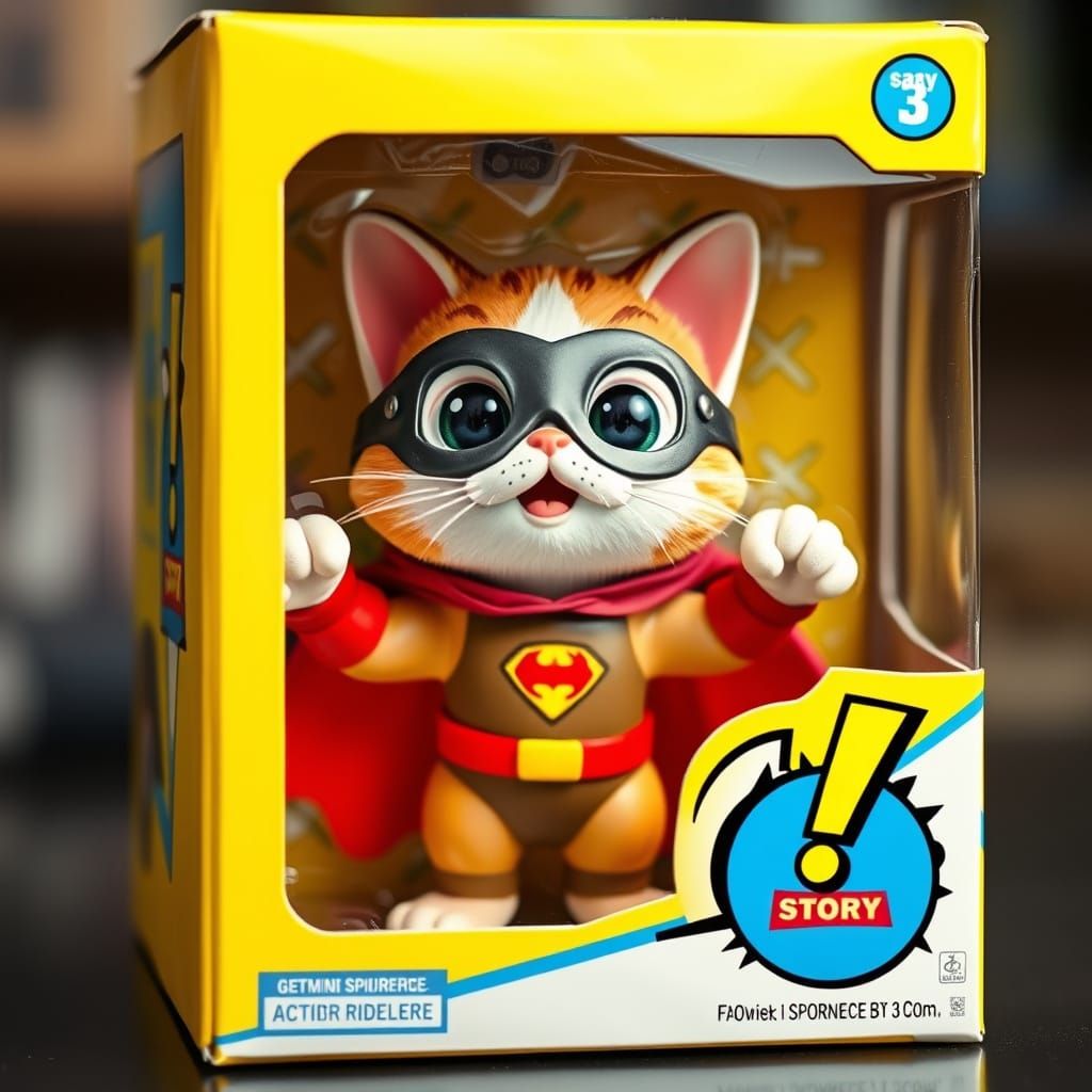 Heroic Feline Superstar in Vintage Comic Book Packaging