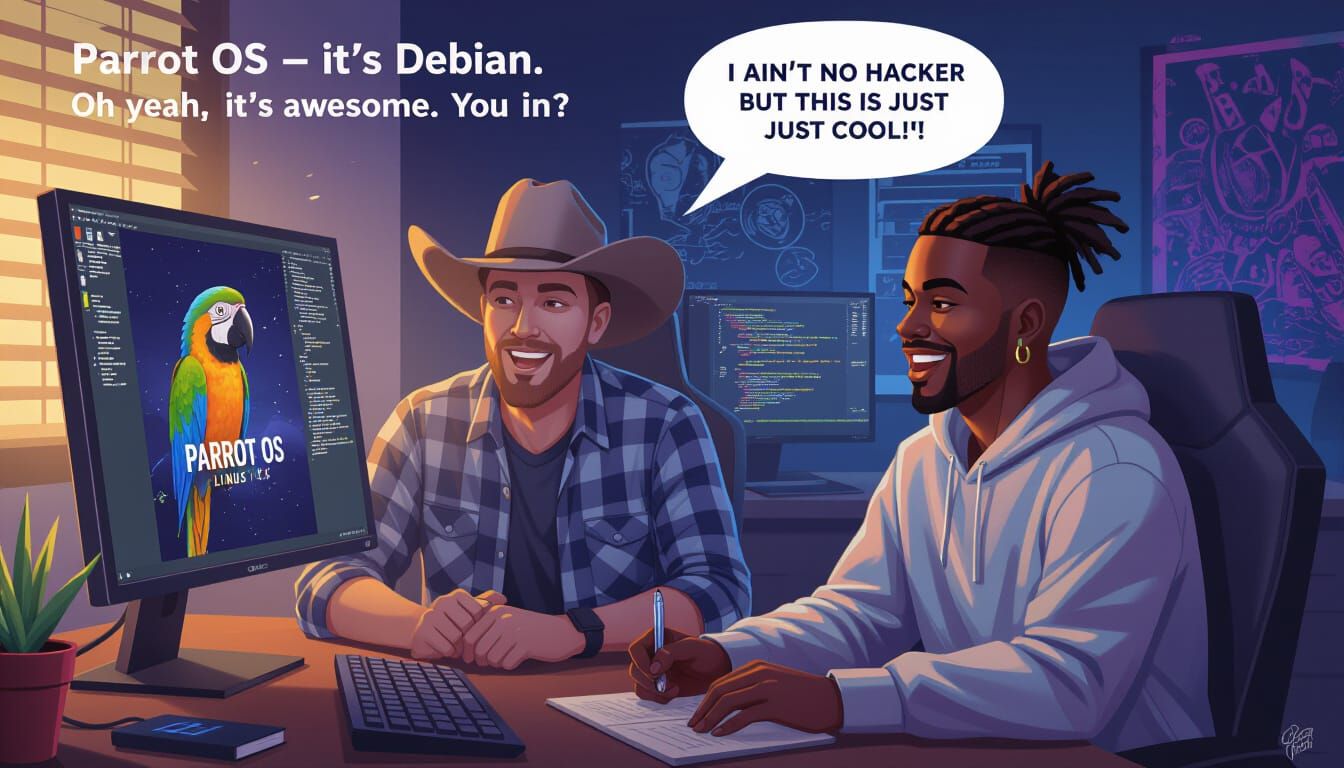 Texan Cowboy Amazed by Parrot OS Linux