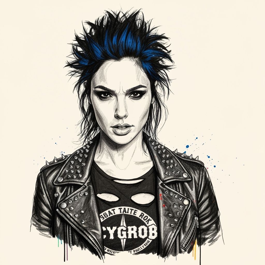 Punk Rock Singer Portrait in Charcoal and Paint