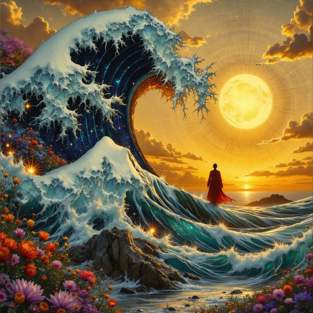 Surreal Metallic Forms in Infinite Darkness