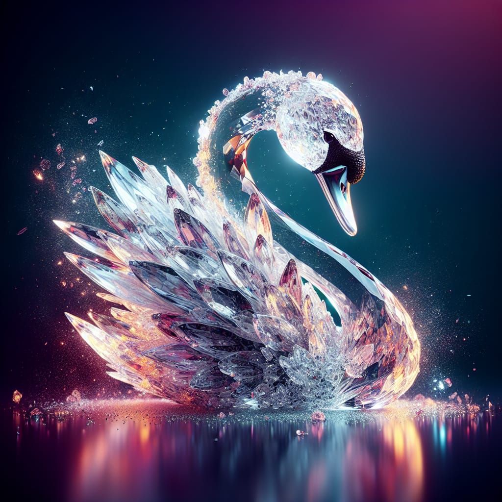 Hyperrealistic Crystal Swan Concept Art