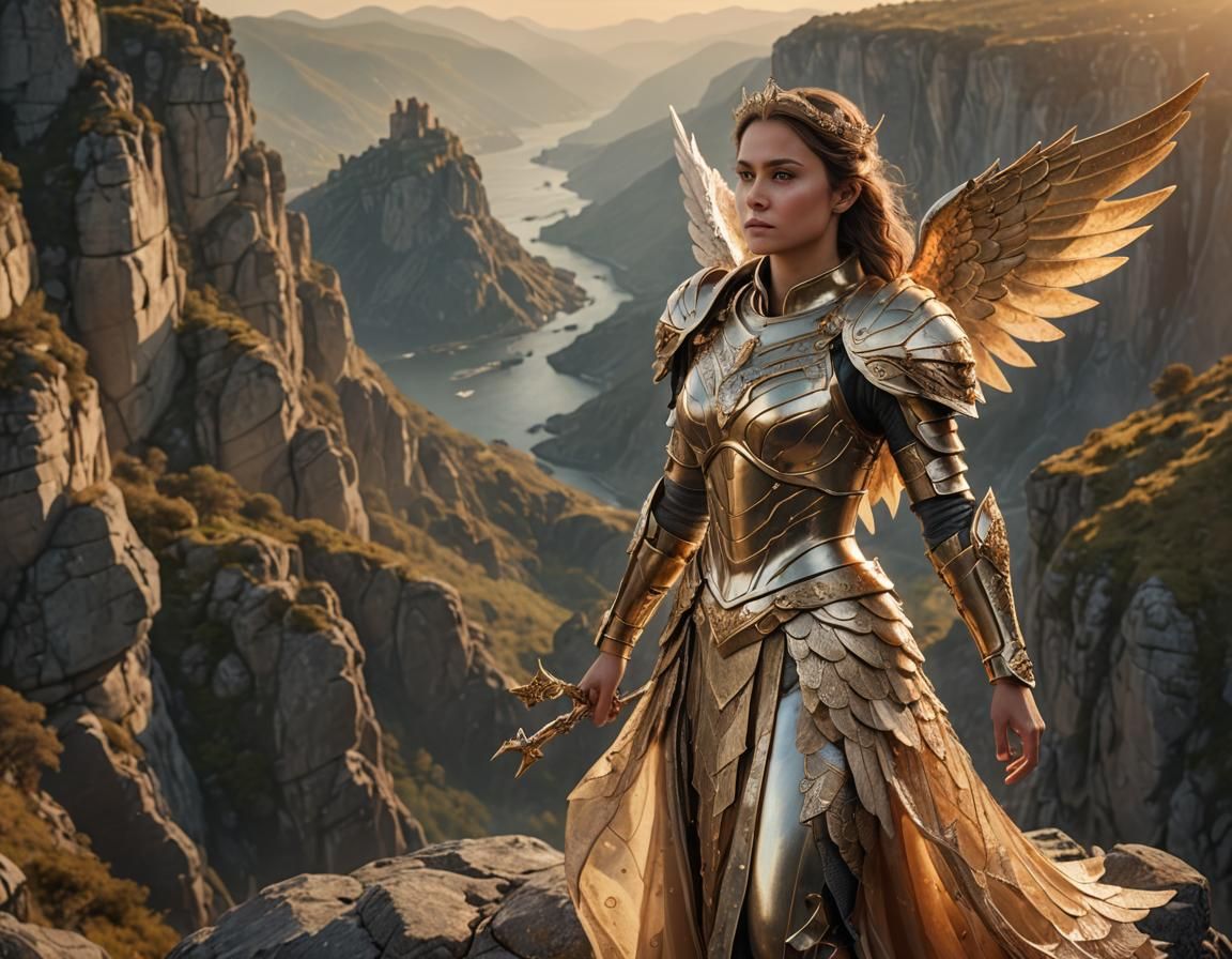 Regal Fantasy Woman in Golden Light