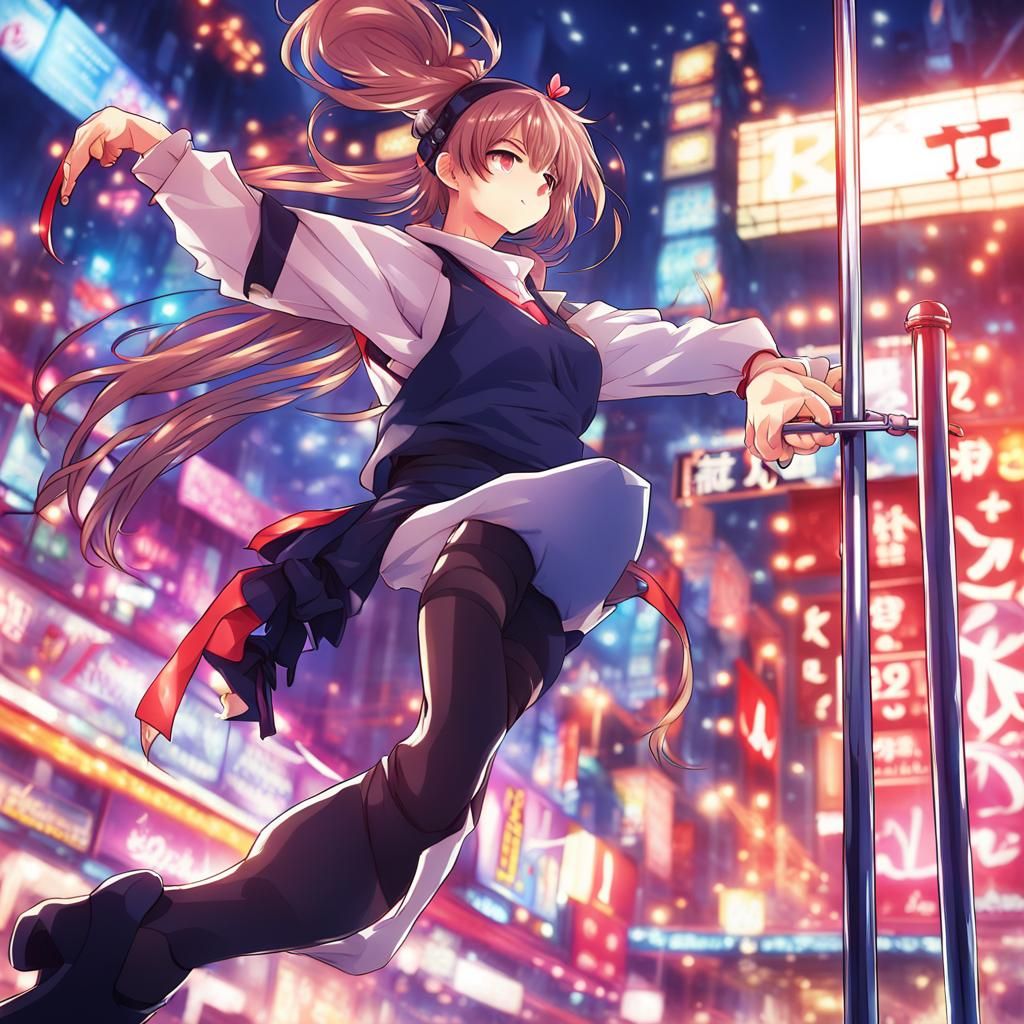 Anime-Style Pole Dancer in Japanese Manga Key Visual