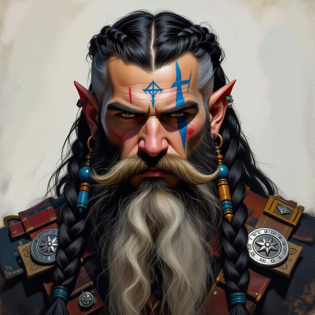 Viking Dwarf with Mythic Realism and Rune Etchings