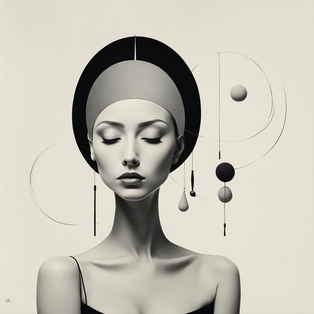 Minimalist Surreal Woman in Art Brut Style