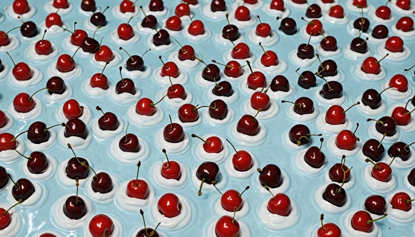 Whipped Cream Pool Topped with Cherries