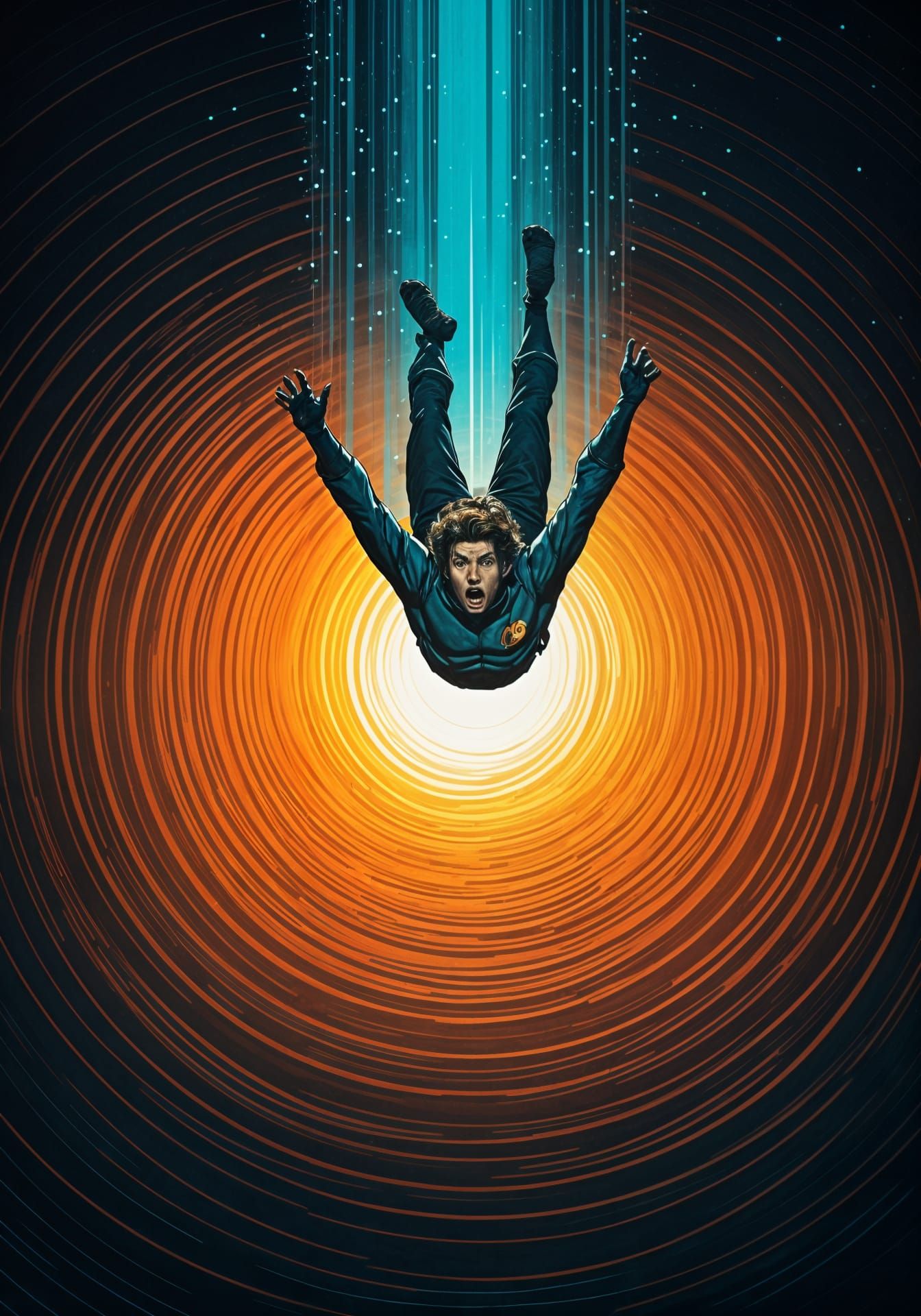 Hero in Psychedelic Abyss Horror Comic Cover