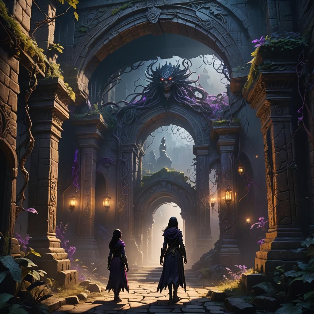 Eerie Encounter: Dark Creatures Emerge in Fantasy Art