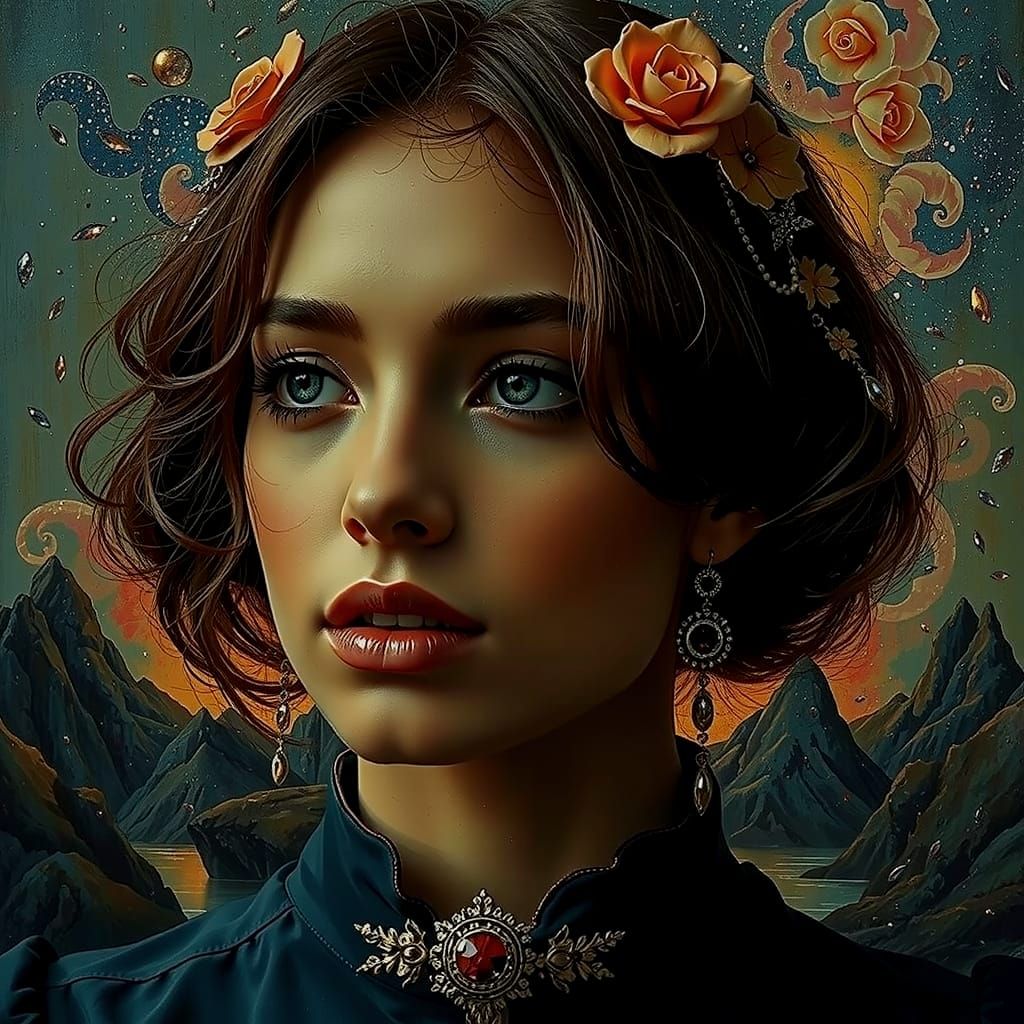 Dreamlike Amoeboid Landscape Painting in Pink, Blue, White