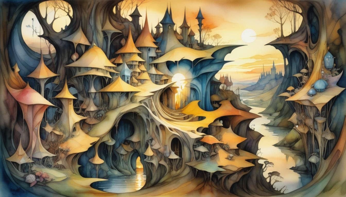 Surreal Dreamscape in Watercolour Style