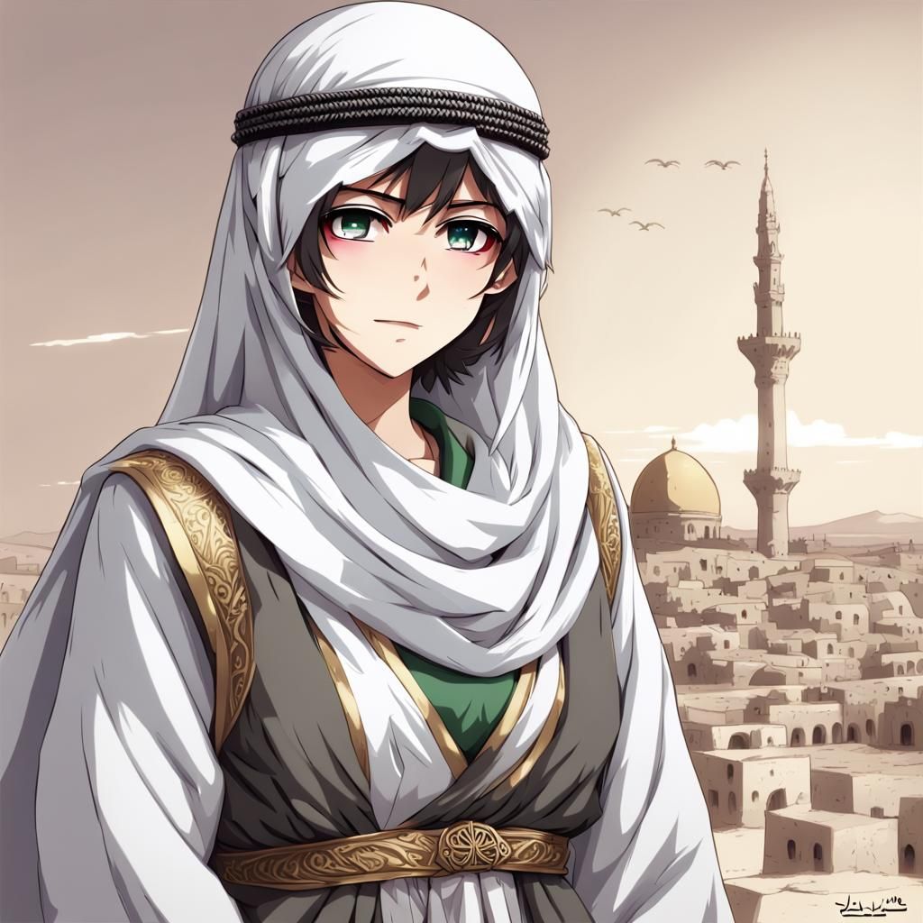 Syria Personified as Anime Character in Manga Style