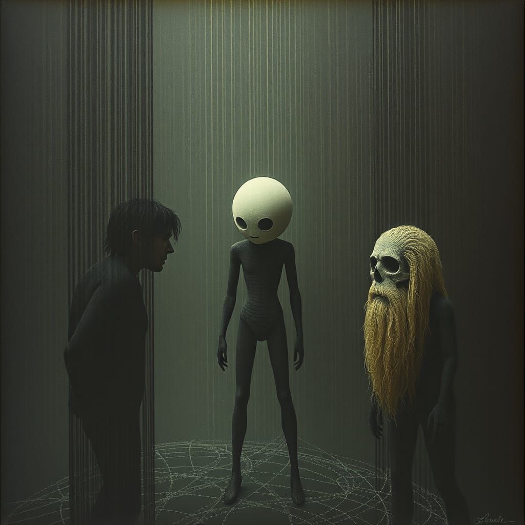 Dark Fantasy Portrait in a Pointillist Aesthetic