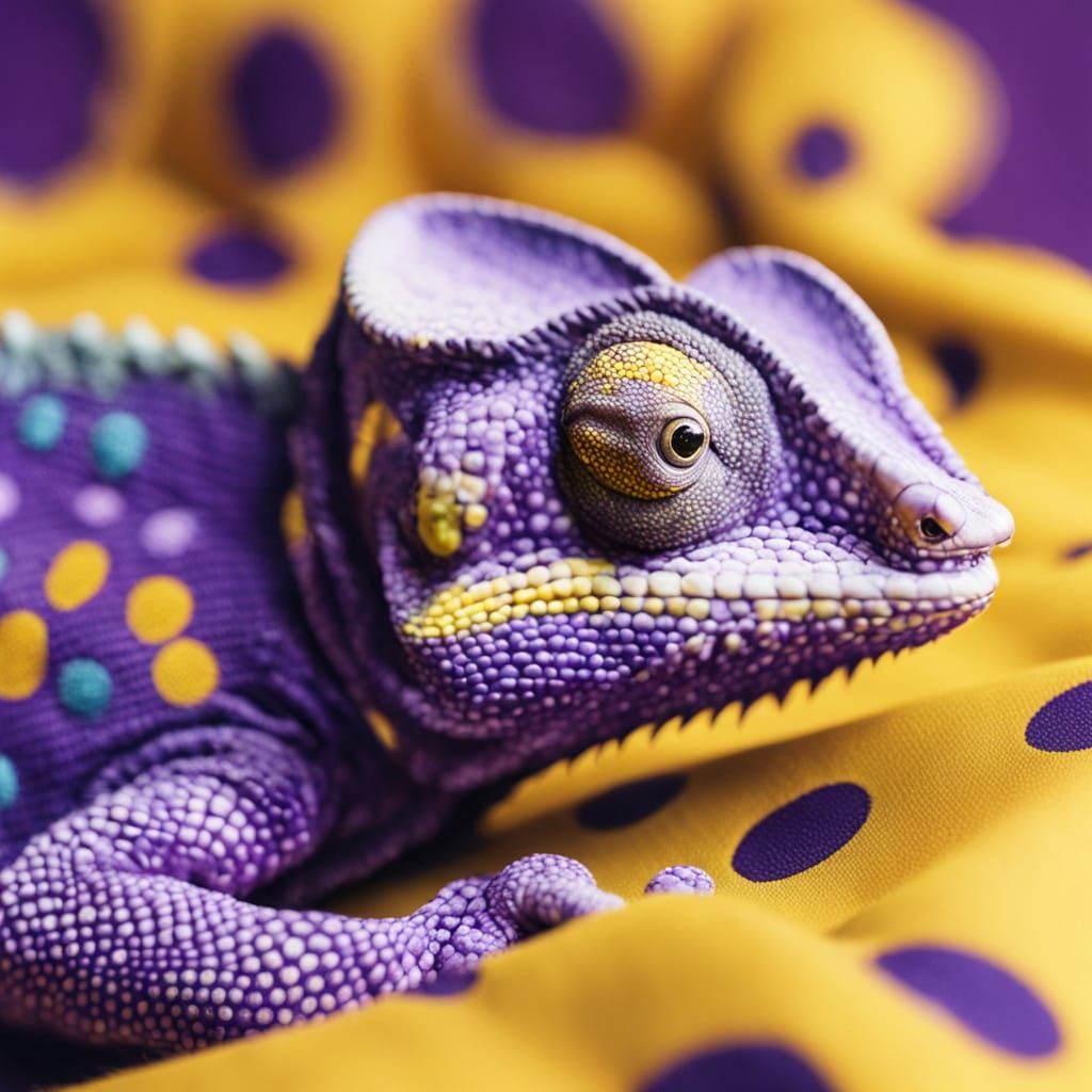 Chameleon with Yellow Polka Dots Photograph