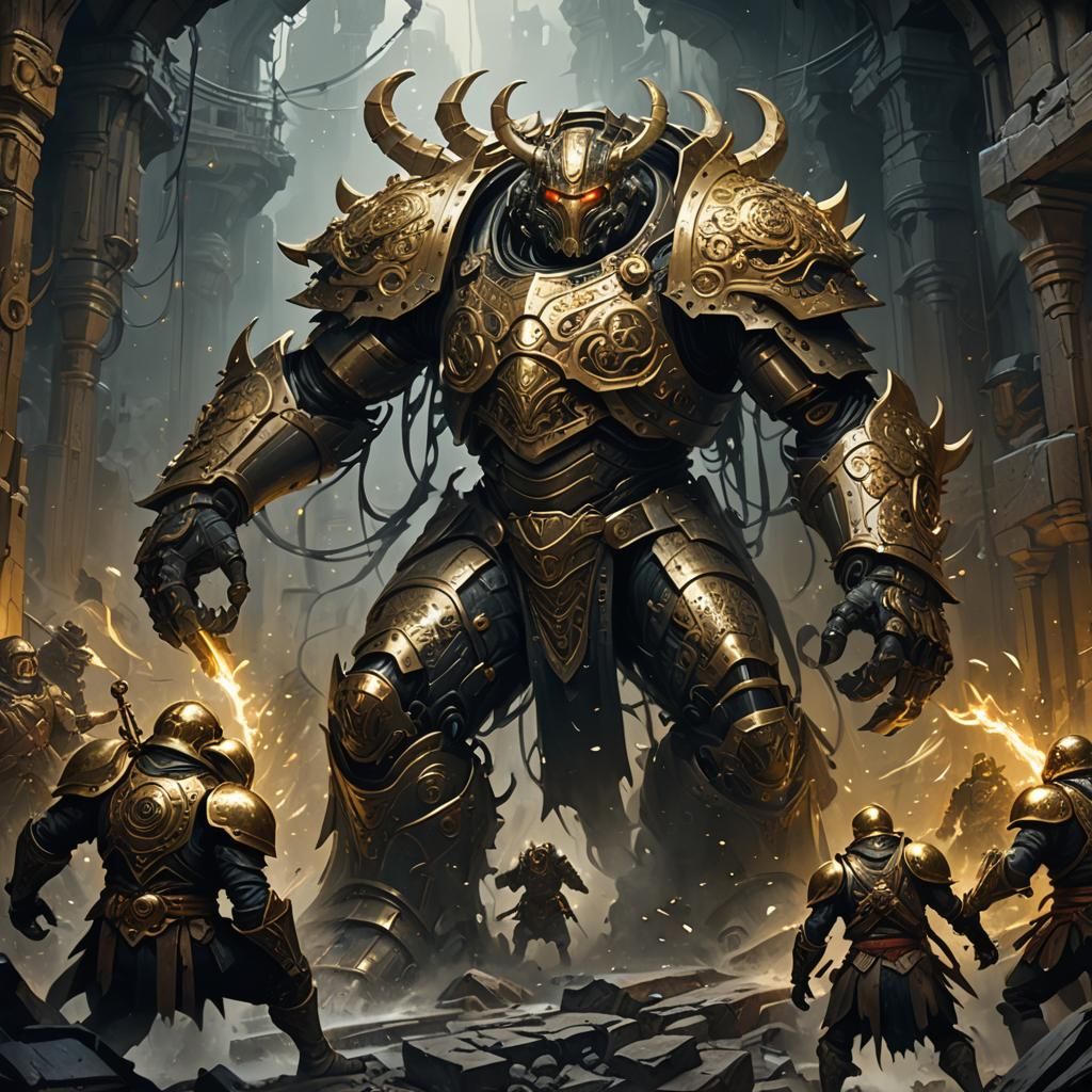 Armored Creature Invasion in Dark Fantasy Style