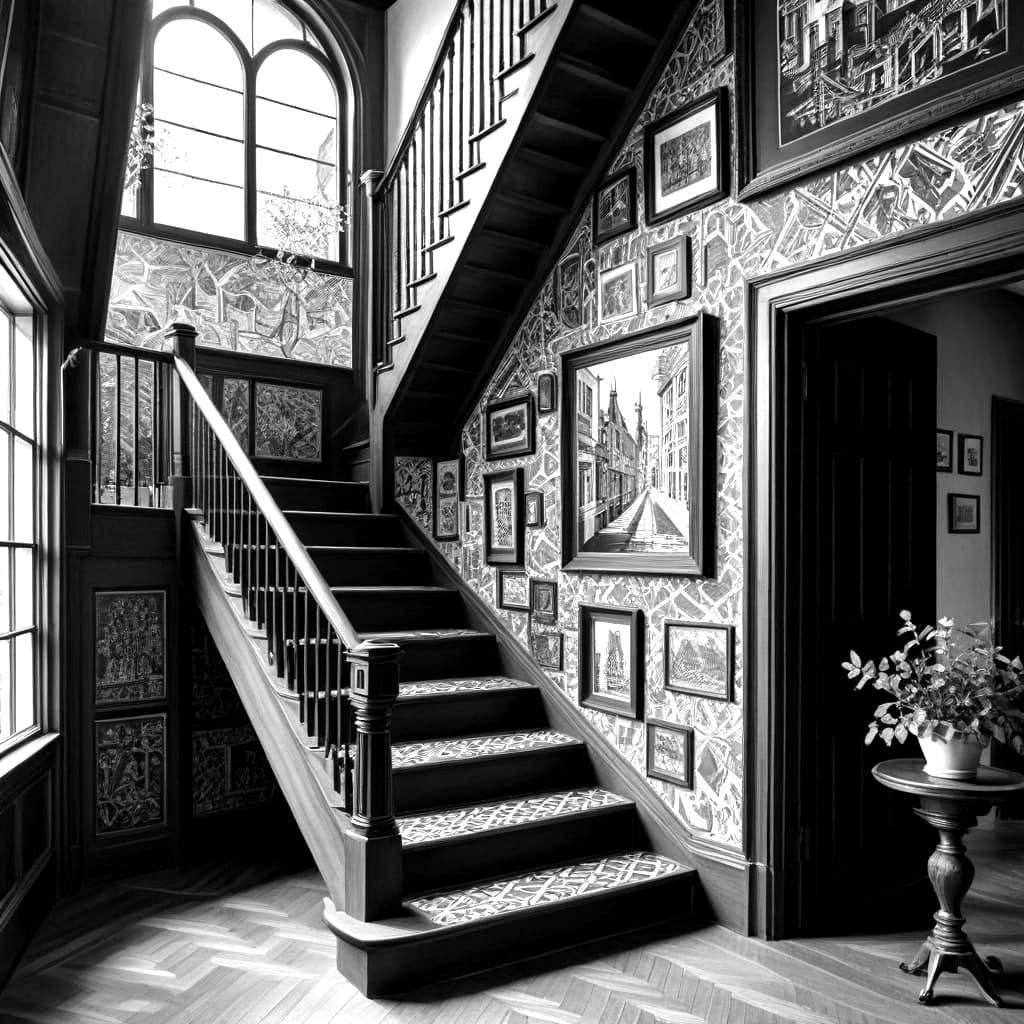 Reversible Staircase in a Quaint Black and White Shoppe