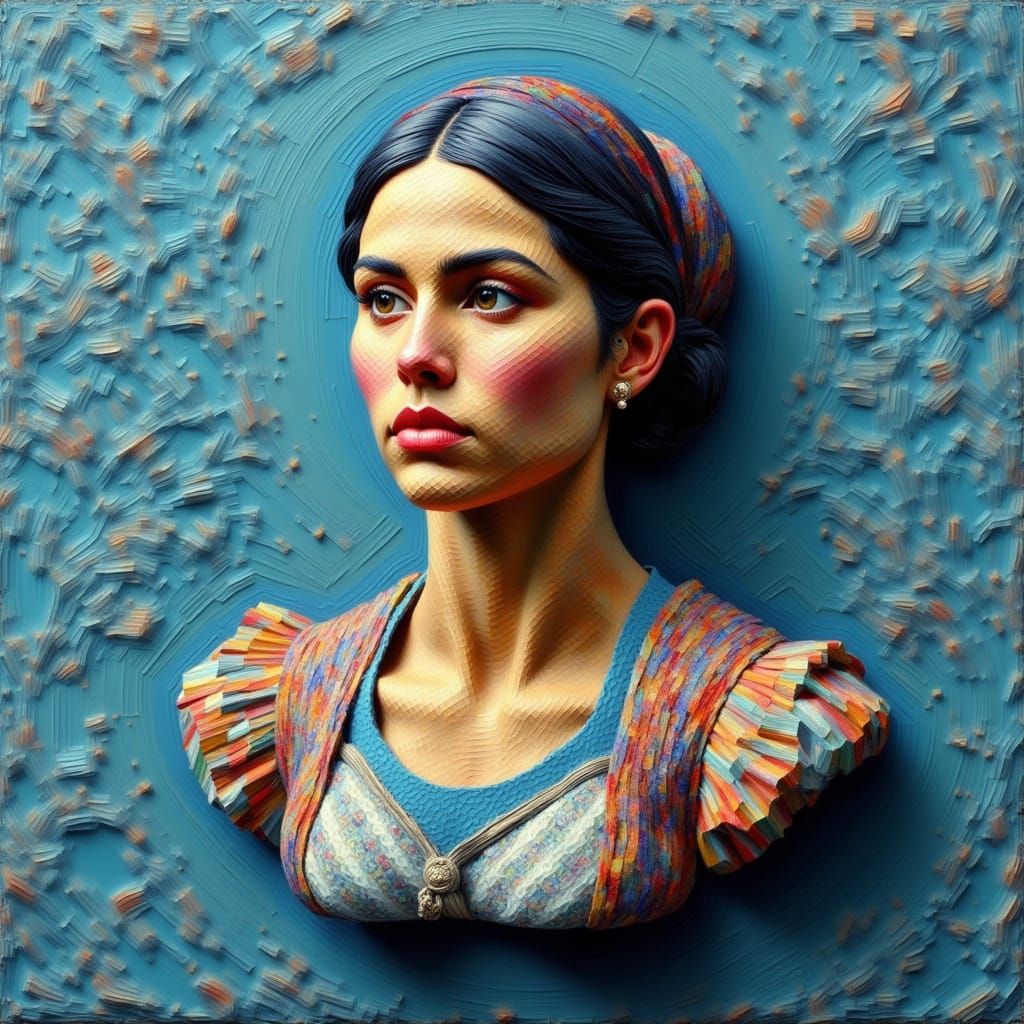 Honeycomb Bust of Latina Woman in 3D