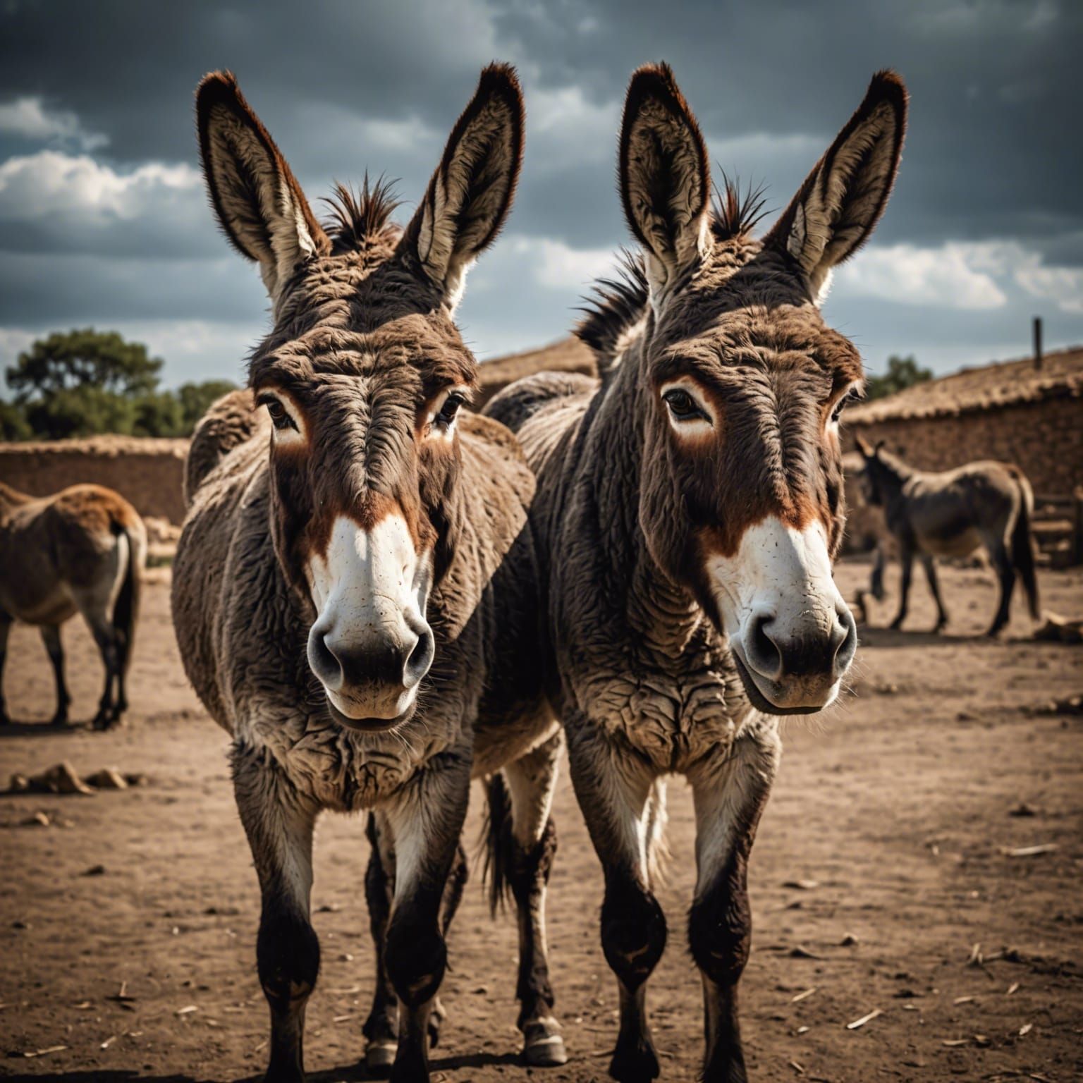Hyperrealistic Two-Headed Donkey in High Definition