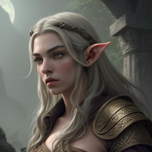 Wild Elf Portrait in Art Deco Style