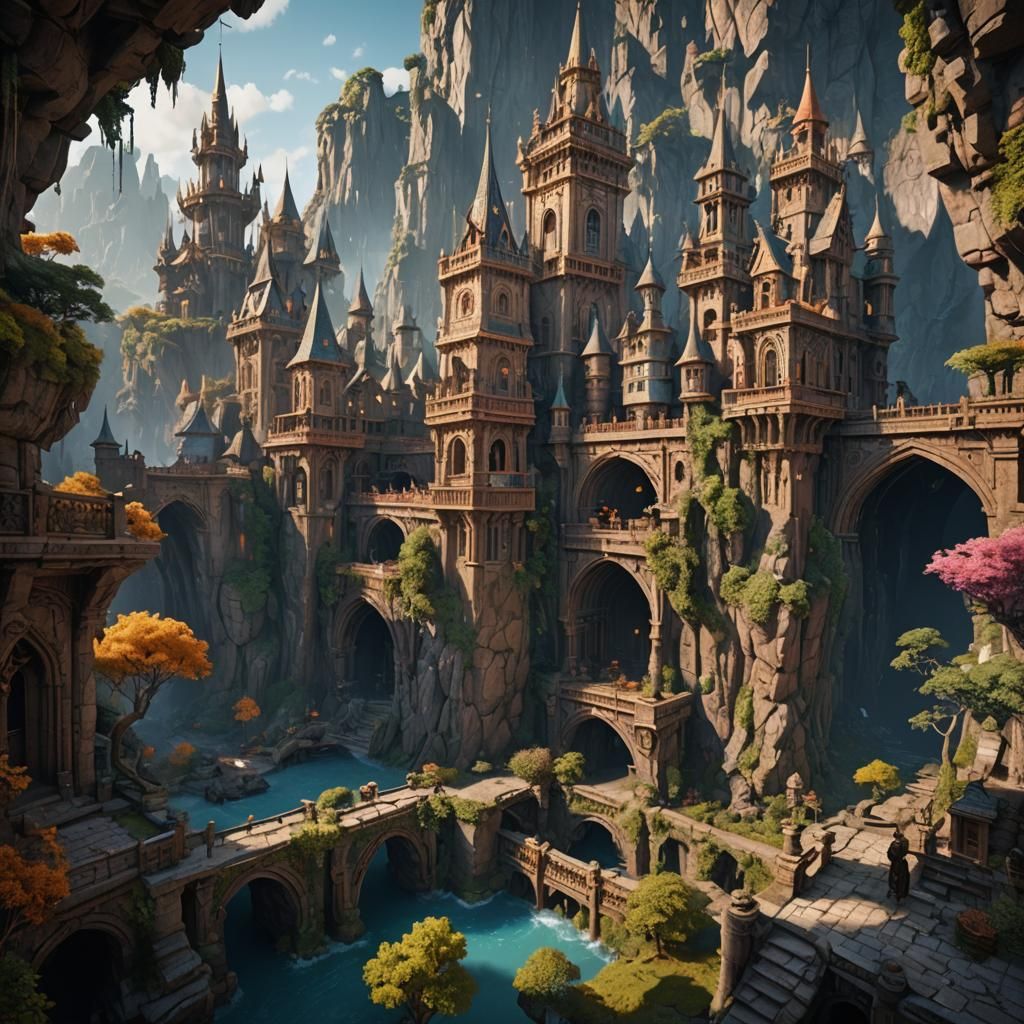 Futuristic Castle: Detailed Matte Painting in 8K